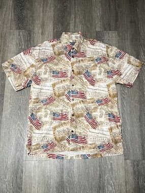 High Seas Trading Co. US Constitution Button Up Shirt XL Made USA American Flag